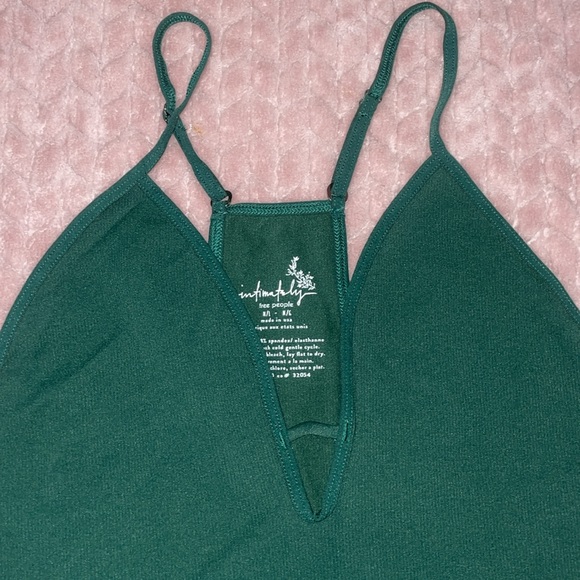Intimately by Free People Move Along Green Ribbed Racerback Bodysuit sz M/L - Picture 3 of 5